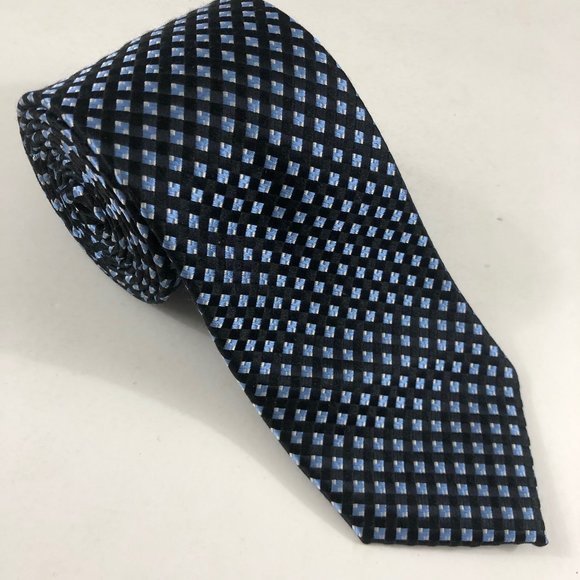 MICHAEL Michael Kors Other - Michael Kors Mens Necktie 100% Silk Blue Black Silver Diamond Pattern 3 1/8"x60"